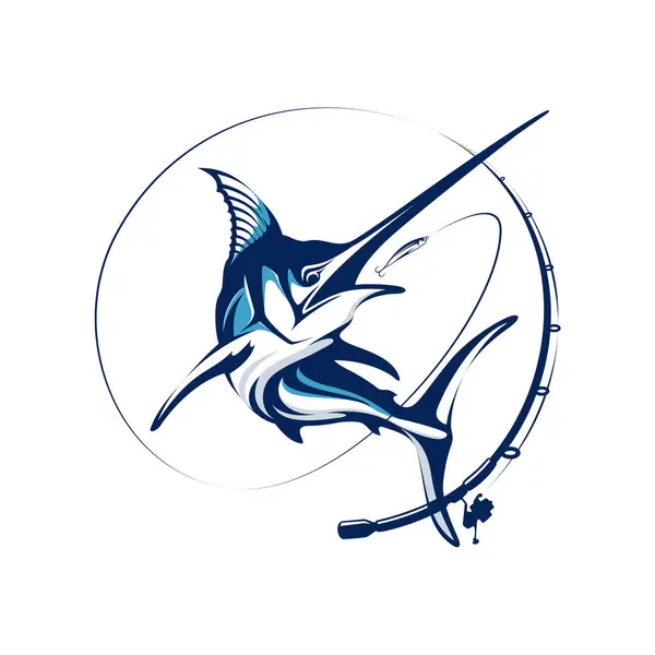 Wektor Logo Turnieju Wędkarskiego Marlin Marlin Fish Jumping Ilustracja Logo Grafika Wektorowa