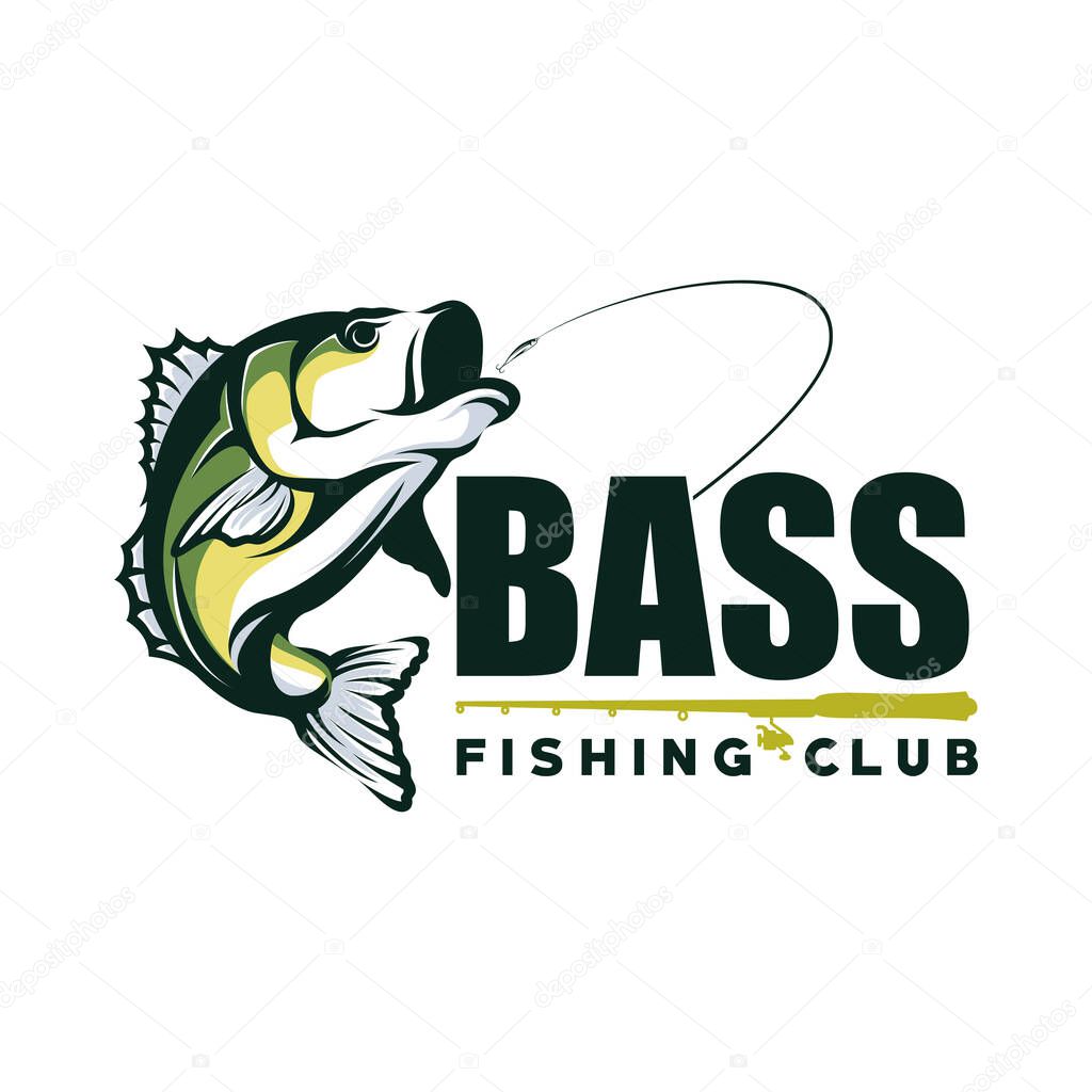 Fishing tournament logo template vector. Fish Jumping Illustration Logo design vector