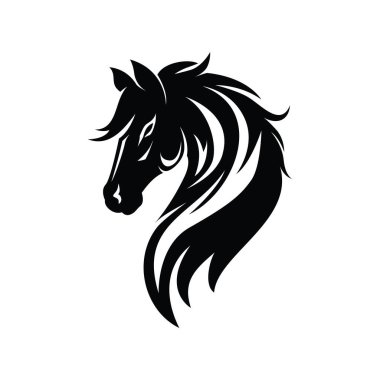 Siyah At Logosu Tasarımı. At Başı Logo Tasarım Vektörü Şablonu