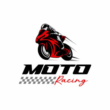 Moto Yarış Logosu Tasarımı. Motor Sporu İllüstrasyon Logo Vektörü şablonu