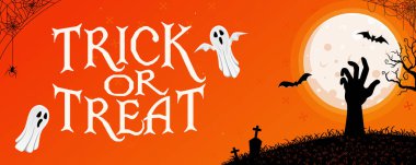 Cadılar Bayramı afişi ya da parti davetiyesi geçmişin kutlu olsun. Cadılar Bayramı selamlama vektör tasarımı şablonu