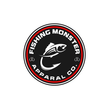 Kanca Balık Logosu Tasarımı. Balıkçılık Logosu Tasarımı Çizim Vektörü şablonu