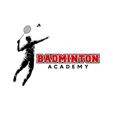 Badminton logo tasarımı. Badminton spor logosu resimleme şablonu