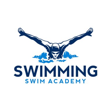 Yüzen Atletizm İllüstrasyon logosu. Yüzme Kulübü Logosu Tasarımı İlham Verici