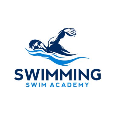 Yüzen Atletizm İllüstrasyon logosu. Yüzme Kulübü Logosu Tasarımı İlham Verici