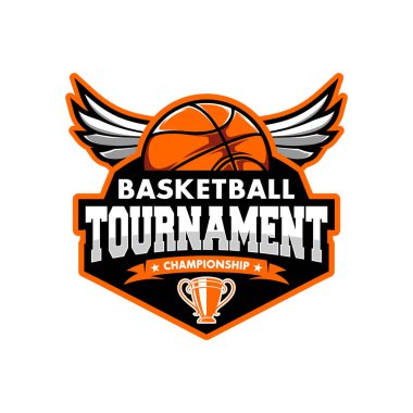 Basketbol turnuvası logosu tasarımı. Basketbol Okulu Akademisi Logo Tasarım Vektörü
