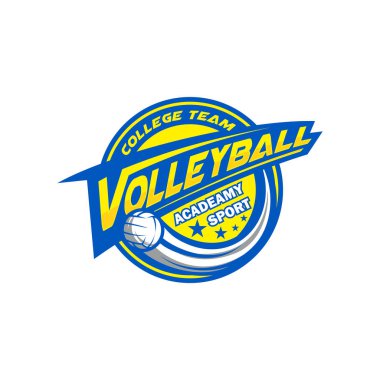 Voleybol logosu tasarımı. Voleybol Kulübü logo tasarım vektörü İllüstrasyonu