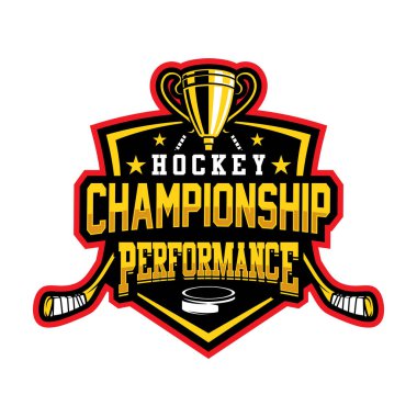 Hokey Spor Şampiyonası Logo Tasarım Vektör Şablonu