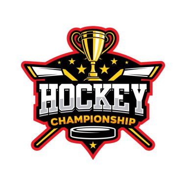 Hokey Spor Şampiyonası Logo Tasarım Vektör Şablonu