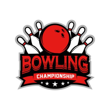 Bowling Vuruşu Logosu Tasarımı. Bowling Sport Illustration tasarım vektörü