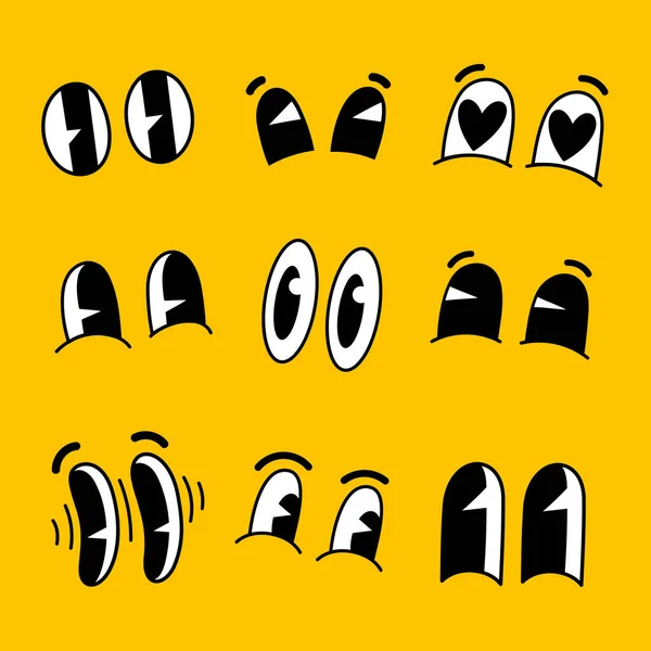 Retro Çizgi Film Komik Gözleri Kişilik Tasarımı Animasyon Çıkartmalar Vektör — Stok Vektör