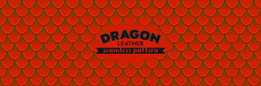 Ejderha ölçekli kusursuz desen. Kırmızı balık, yılan ya da sürüngen derisinin kusursuz dokusu, vektör karikatür çizimi