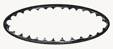 Yırtık kenarlı Grunge tarzı oval çerçeve. Dalgalı yırtık kenarları olan yuvarlak bir şekil. vektör kolajı yırtık kağıt parçası veya koyu arkaplanda eski boya lekesi silueti.