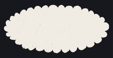 Dalgalı yırtık kenarlı oval şekil. Yırtık kenarlı Grunge tarzı yuvarlak çerçeve. vektör kolajı yırtık kağıt parçası veya koyu arkaplanda eski boya lekesi silueti.