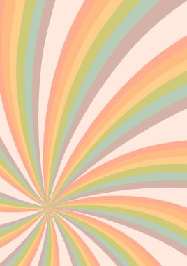 Soyut psikedelik gökkuşağı güneş patlaması ile geçmişe dönüş. Sıcak retro renklerde harika spiral dalgalar. Soyut y2k tarzında çarpık moda vektör dokusu. Poster ve sanat için vektör grafiği