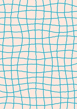 Soyut saykodelik satır dama tahtasıyla geçmişe dönüş. Modaya uygun mavi kareli desen. Soyut y2k tarzında modaya uygun ekose vektör dokusu. Poster ve resim baskıları için vektör grafiği