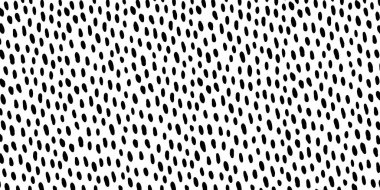 Siyah ve beyaz benekli nokta vektör deseni. Elle çizilmiş soyut fırça uçları ve doku. Arkaplan, tekstil, duvar kağıtları ve grafik tasarım projeleri için mükemmel