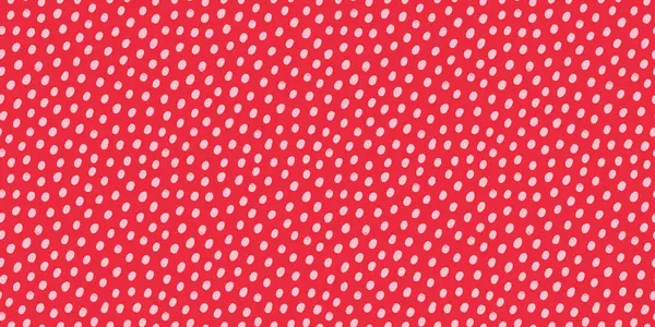 Polka noktalı, parlak kırmızı ve açık pembe noktalı, pürüzsüz desen. Oyuncu, kumlu nokta dokusuyla el çizimi vektör tasarımı. Şenlikli ambalaj kağıdı, eğlenceli kumaş ya da neşeli baskı için mükemmel..