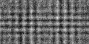 Siyah-beyaz soyut şekilli kaba tahıl dokusuna sahip yarım ton arkaplan. Yarım ton ve tahıl etkisiyle vektör deseni. Baskı, ambalaj, kumaş, poster, markalaşma için ideal.