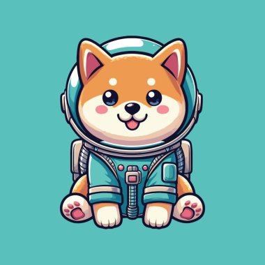 Cute Shiba Inu wear Tosca Astronaut Costume Vector Cartoon illustration