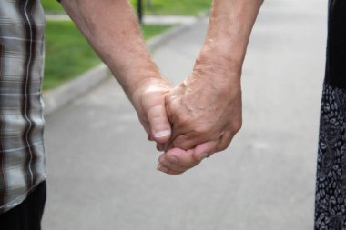 Büyükbabalar el ele tutuşuyor. İnsanlar seçimlere odaklanır