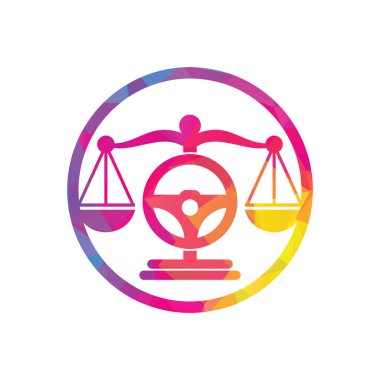 Taşıma yasası vektör logo tasarım şablonu. Yönlendirme ve denge simgesi tasarımı.