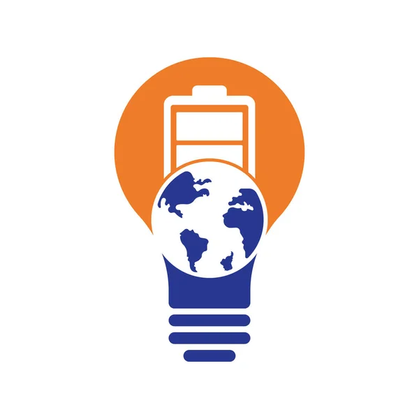 Projeto Ícone Logotipo Conceito Forma Lâmpada Bateria Globo Modelo Global — Vetor de Stock