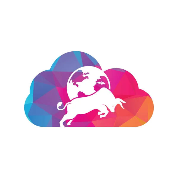 Концепция Векторного Логотипа Globe Bull Cloud Вектор Значков Логотипа Word — стоковый вектор