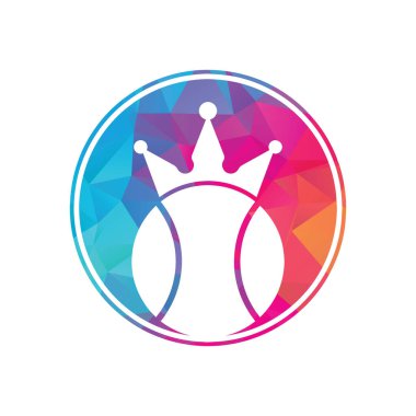 Tenis kralı vektör logosu tasarımı. Tenis topu ve taç simgesi tasarım şablonu.
