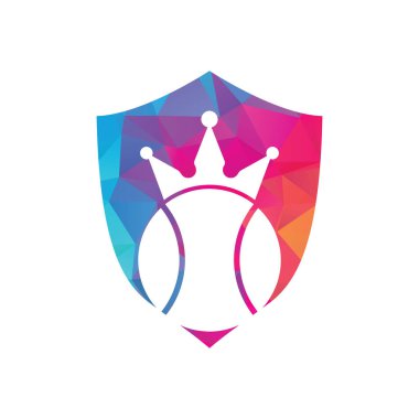 Tenis kralı vektör logosu tasarımı. Tenis topu ve taç simgesi tasarım şablonu.