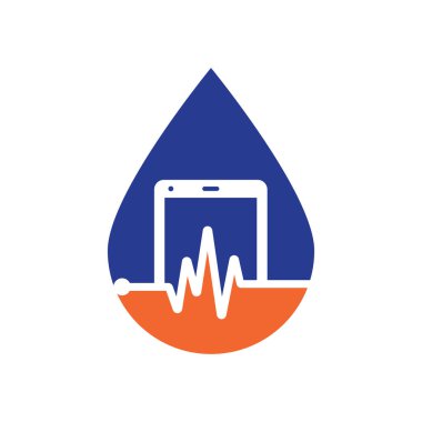 Pulse mobile drop shape concept logo template design vector.
