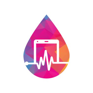 Pulse mobile drop shape concept logo template design vector.