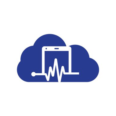 Pulse mobile cloud shape concept logo template design vector.