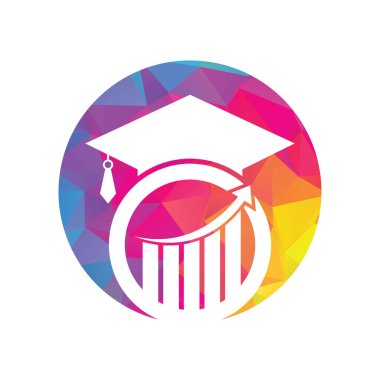 Finans Çubuğu Logo Vektörü ile mezun ol. Eğitim logosu tasarımı ve yatırım logosu.