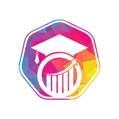 Finans Çubuğu Logo Vektörü ile mezun ol. Eğitim logosu tasarımı ve yatırım logosu.