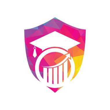 Finans Çubuğu Logo Vektörü ile mezun ol. Eğitim logosu tasarımı ve yatırım logosu.