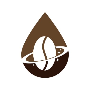 Coffee planet drop shape concept logo vector design.