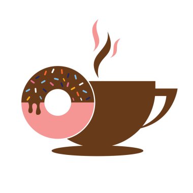 Donut and coffee logo vector. Donuts shop logo design.