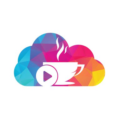 Coffee play logo design. Coffee logo design with a music play button vector.