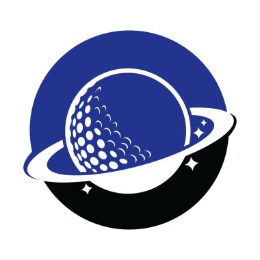 Planet golf vector logo design. Golf ball and planet vector logo design template.