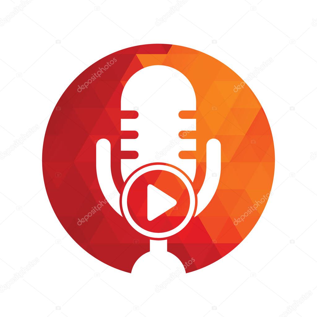 Video play podcast logo template design. Podcast Channel or Radio Logo design.