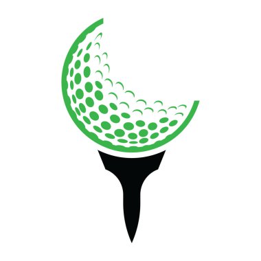 Golf Logosu Şablon Vektörü. Golf topu tee logo tasarım simgesi üzerinde.