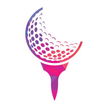 Golf Logosu Şablon Vektörü. Golf topu tee logo tasarım simgesi üzerinde.