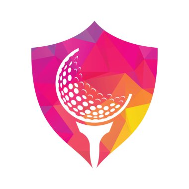 Golf Logosu Şablon Vektörü. Golf topu tee logo tasarım simgesi üzerinde.