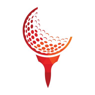 Golf Logosu Şablon Vektörü. Golf topu tee logo tasarım simgesi üzerinde.