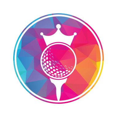 King golf vektör logosu tasarımı. Taç vektör simgesi ile golf topu.