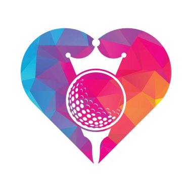 King golf vektör logosu tasarımı. Taç vektör simgesi ile golf topu.