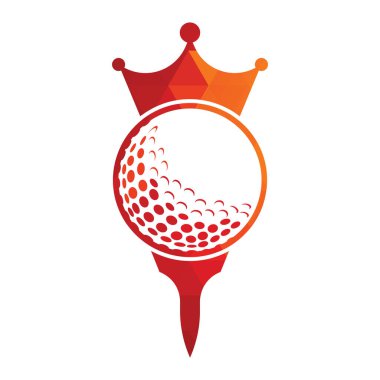 King golf vektör logosu tasarımı. Taç vektör simgesi ile golf topu.