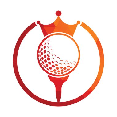 King golf vektör logosu tasarımı. Taç vektör simgesi ile golf topu.