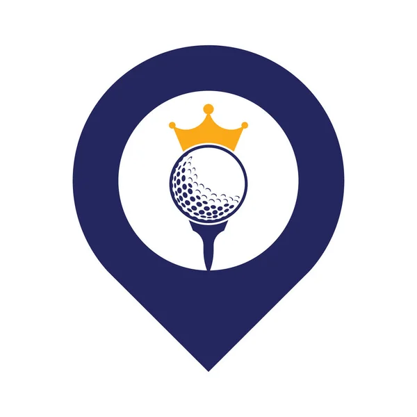 Diseño Del Logotipo Del Vector Golf Rey Pelota Golf Con — Archivo Imágenes Vectoriales